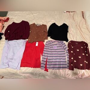 Girls' Multi-Color Striped Long Sleeve Sweater - Purple/Pink